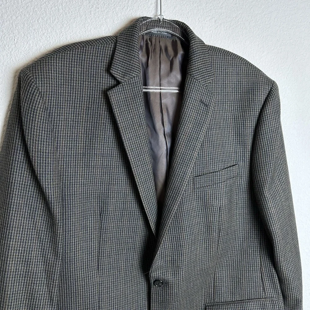 Lauren Ralph Lauren Mens 46L Wool Blazer‎ Brown Houndstooth Sport Coat 2-Button
